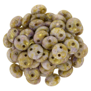 Luster Opaque Gold/Smoky Topaz Czech 2-Hole Brick bead