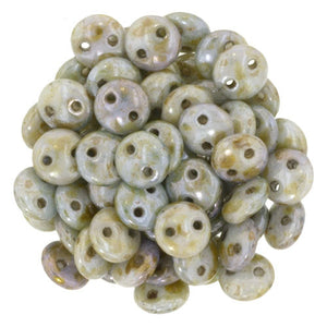 Czechmate 6mm Lentil Glass Czech Two Hole Bead, Luster Opaque Green - Barrel of Beads