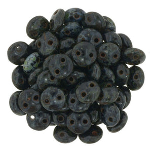 Czechmate 6mm Lentil Glass Czech Two Hole Bead, Jet Picasso - Barrel of Beads