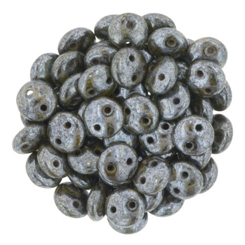Chocolate Brown - Luster Picasso Czech 2-Hole Brick bead