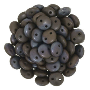 Czechmate 6mm Lentil Glass Czech Two Hole Bead, Matte Choc Brown Bronze Vega - Barrel of Beads