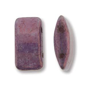 Czech Glass 9 x 17mm Carrier Bead Two Hole - Purple Vega - 15 Beads