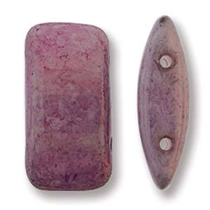 Czech Glass 9 x 17mm Carrier Bead Two Hole - Lilac Luster - 15 Beads