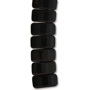 Czech Glass 9 x 17mm Carrier Bead Two Hole - Opaque Jet Black - 15 Beads