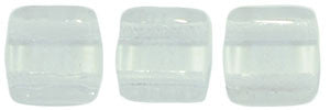 Czechmate 6mm Square Glass Czech Two Hole Tile Bead, Crystal - Barrel of Beads