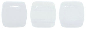 Czechmate 6mm Square Glass Czech Two Hole Tile Bead, Opaque White - Barrel of Beads