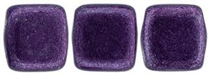 Czechmate 6mm Square Glass Czech Two Hole Tile Bead, Saturated Metallic Tawny Port