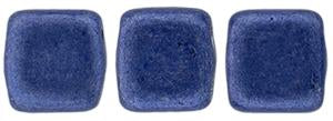 Czechmate 6mm Square Glass Czech Two Hole Tile Bead, Saturated Metallic Navy Peony