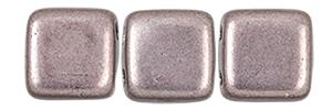 Czechmate 6mm Square Glass Czech Two Hole Tile Bead, Saturated Metallic Almost Mauve