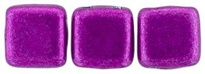 Czechmate 6mm Square Glass Czech Two Hole Tile Bead, Saturated Metallic Spring Crocus