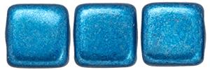 Czechmate 6mm Square Glass Czech Two Hole Tile Bead, Saturated Metallic Nebulas Blue