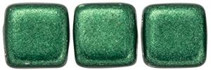 Czechmate 6mm Square Glass Czech Two Hole Tile Bead, Saturated Metallic Martini Olive