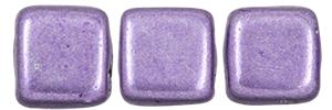 Czechmate 6mm Square Glass Czech Two Hole Tile Bead, Saturated Metallic Crocus Petal