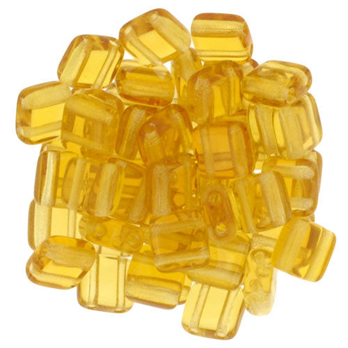 Czechmate 6mm Square Glass Czech Two Hole Tile Bead, Topaz - Barrel of Beads