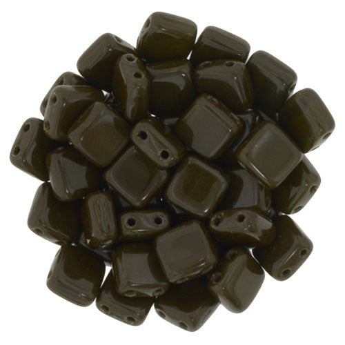 Czechmate 6mm Square Glass Czech Two Hole Tile Bead, Wild Raisin - Barrel of Beads