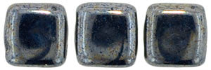 Czechmate 6mm Square Glass Czech Two Hole Tile Bead, Hematite - Barrel of Beads