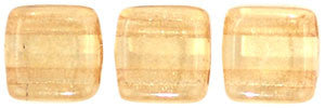 Czechmate 6mm Square Glass Czech Two Hole Tile Bead, Luster Transparent Champagne - Barrel of Beads