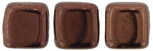 Czechmate 6mm Square Glass Czech Two Hole Tile Bead, Dark Bronze - Barrel of Beads