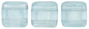 Czechmate 6mm Square Glass Czech Two Hole Tile Bead, Luster Transparent Blue - Barrel of Beads