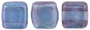 Czechmate 6mm Square Glass Czech Two Hole Tile Bead, Luster Transparent Amethyst - Barrel of Beads