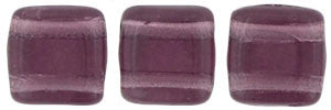Czechmate 6mm Square Glass Czech Two Hole Tile Bead, Med. Amethyst - Barrel of Beads