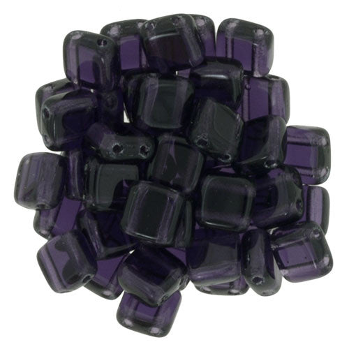 Czechmate 6mm Square Glass Czech Two Hole Tile Bead, Tanzanite - Barrel of Beads