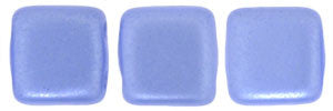 Czechmate 6mm Square Glass Czech Two Hole Tile Bead, Pearl Coat - Baby Blue - Barrel of Beads