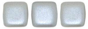 Czechmate 6mm Square Glass Czech Two Hole Tile Bead, Pearl Coat-Silver - Barrel of Beads