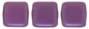 Czechmate 6mm Square Glass Czech Two Hole Tile Bead, Pearl Coat - Purple Velvet - Barrel of Beads