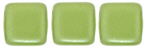 Czechmate 6mm Square Glass Czech Two Hole Tile Bead, Pearl Coat - Olive - Barrel of Beads