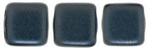 Czechmate 6mm Square Glass Czech Two Hole Tile Bead, Pearl Coat - Charcoal - Barrel of Beads