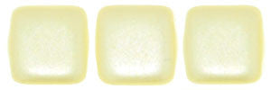 Czechmate 6mm Square Glass Czech Two Hole Tile Bead, Pearl Coat-Cream - Barrel of Beads