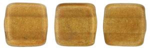 Czechmate 6mm Square Glass Czech Two Hole Tile Bead, Halo - Sandalwood