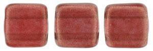 Czechmate 6mm Square Glass Czech Two Hole Tile Bead, Halo - Cardinal