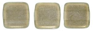 Czechmate 6mm Square Glass Czech Two Hole Tile Bead, Halo - Linen