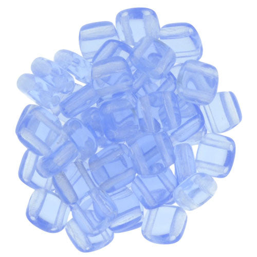 Czechmate 6mm Square Glass Czech Two Hole Tile Bead, Lt Sapphire - Barrel of Beads