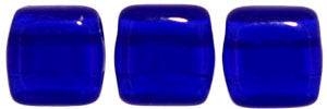 Czechmate 6mm Square Glass Czech Two Hole Tile Bead, Cobalt - Barrel of Beads