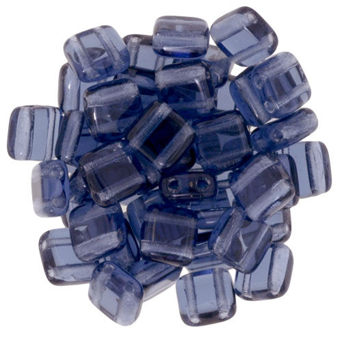 Czechmate 6mm Square Glass Czech Two Hole Tile Bead, Montana Blue - Barrel of Beads