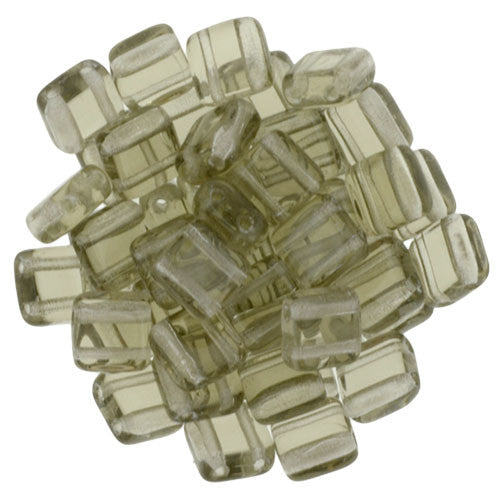 Czechmate 6mm Square Glass Czech Two Hole Tile Bead, Black Diamond - Barrel of Beads