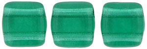 Czechmate 6mm Square Glass Czech Two Hole Tile Bead, Emerald - Barrel of Beads