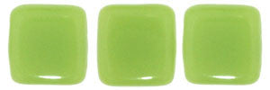 Czechmate 6mm Square Glass Czech Two Hole Tile Bead, Honeydew - Barrel of Beads