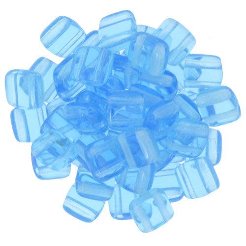 Czechmate 6mm Square Glass Czech Two Hole Tile Bead, Aquamarine - Barrel of Beads