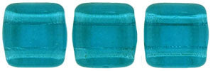 Czechmate 6mm Square Glass Czech Two Hole Tile Bead, Teal - Barrel of Beads