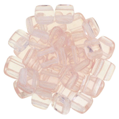 Czechmate 6mm Square Glass Czech Two Hole Tile Bead, Rosaline - Barrel of Beads