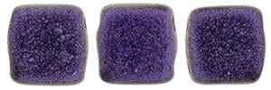 Czechmate 6mm Square Glass Czech Two Hole Tile Bead, Purple Metallic Suede