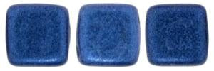 Czechmate 6mm Square Glass Czech Two Hole Tile Bead, Blue Metallic Suede