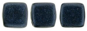 Czechmate 6mm Square Glass Czech Two Hole Tile Bead, Dk Blue Metallic Suede