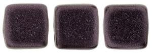 Czechmate 6mm Square Glass Czech Two Hole Tile Bead, Dk Plum Metallic Suede