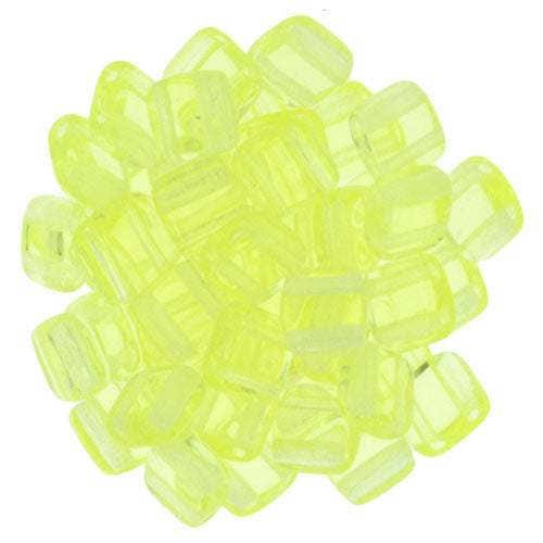 Czechmate 6mm Square Glass Czech Two Hole Tile Bead, Jonquil - Barrel of Beads