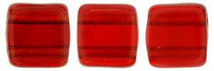 Czechmate 6mm Square Glass Czech Two Hole Tile Bead, Siam Ruby - Barrel of Beads